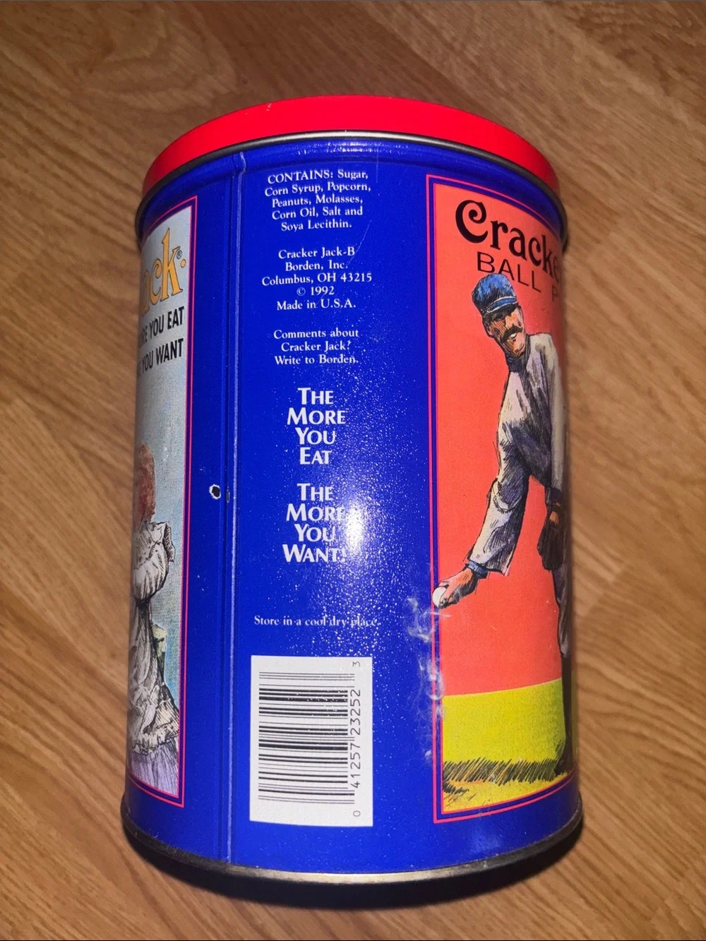 Cracker Jack Decorative Tin Canister - Red & Blue
